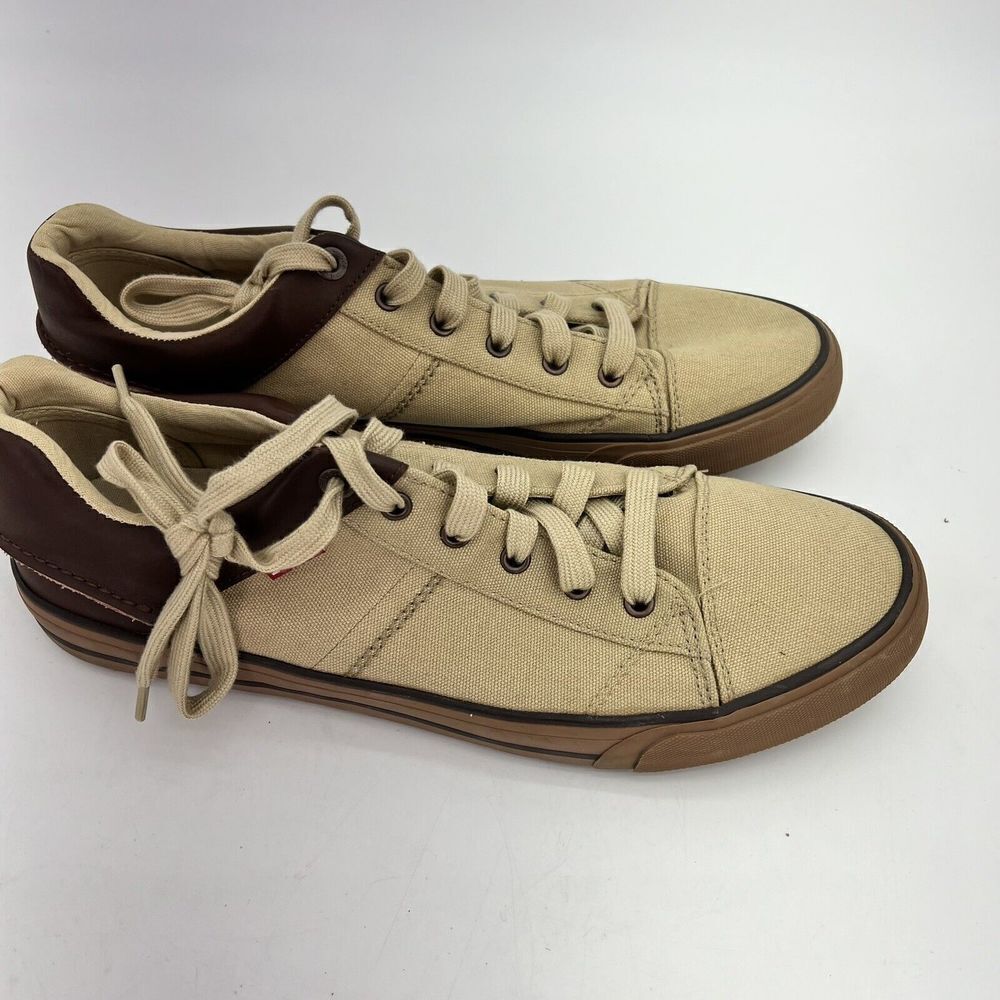 Levi’s Low Top Beige Canvas Leather Sneakers Size 12